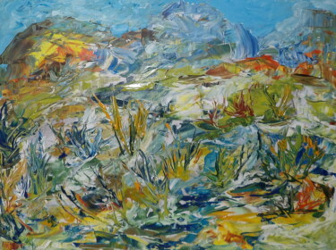 Schilderij getiteld "Paysage haut en cou…" door Kelly Mathieu, Origineel Kunstwerk, Acryl