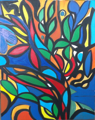 Painting titled "Flora" by Kelly Mathieu, Original Artwork, Acrylic