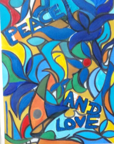 Painting titled "Peace and love" by Kelly Mathieu, Original Artwork, Acrylic