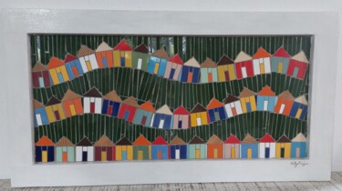 Escultura titulada "Casas na floresta" por Kelly Melgar, Obra de arte original, Mosaico Montado en Bastidor de camilla de ma…