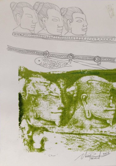 Gravures & estampes intitulée "Cham" par Kelvin Chap, Œuvre d'art originale, Monotype