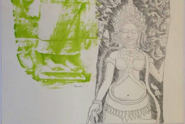 Отпечатки и Гравюры под названием "Devata" - Kelvin Chap, Подлинное произведение искусства, Монотип