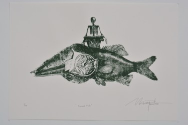 Gravures & estampes intitulée "Surreal, Fish" par Kelvin Chap, Œuvre d'art originale, Sérigraphie