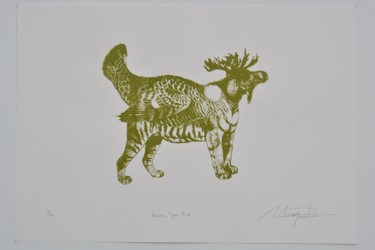 Printmaking titled "Moose,Tiger,Bird" by Kelvin Chap, Original Artwork, Screenprinting