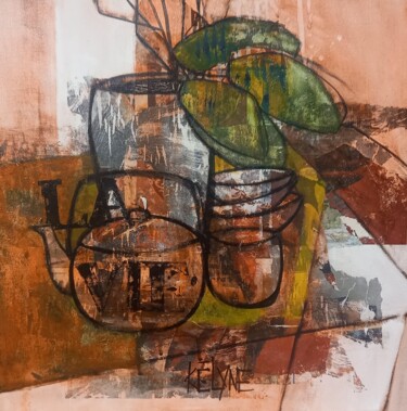 Pintura titulada "la vie" por Kélyne, Obra de arte original, Collages Montado en Bastidor de camilla de madera