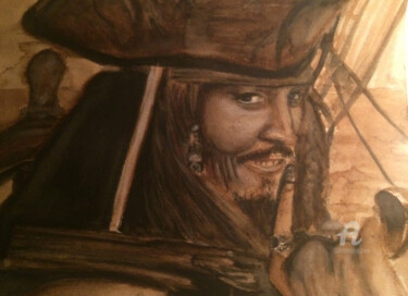 Peinture intitulée "Jack Sparrow [Pirat…" par Kémyart, Œuvre d'art originale, Aquarelle