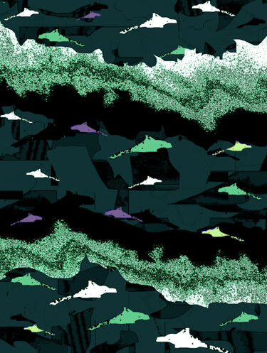 Fotografía titulada "Sharks Everywhere 1c" por Ken Lerner, Obra de arte original, Fotografía digital