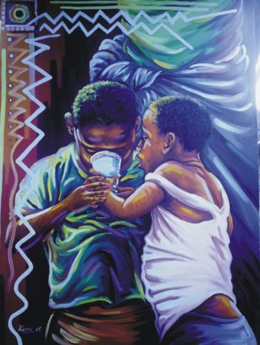 Painting titled "message for the eld…" by Kenneth Obi, Original Artwork