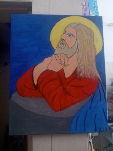 Painting titled "Oração Jesus Cristo" by Kenidy Oliveira, Original Artwork, Acrylic
