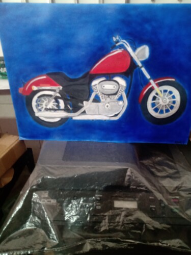 Painting titled "Arte papel Harley D…" by Kenidy Oliveira, Original Artwork, Acrylic
