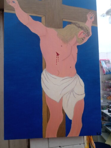 Pittura intitolato "crucificação de jes…" da Kenidy Oliveira, Opera d'arte originale, Acrilico