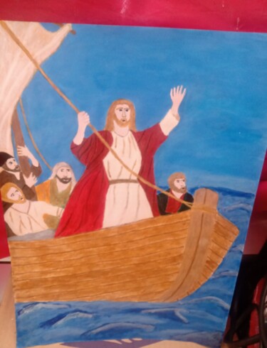 Pintura titulada "Jesus os Pescadores" por Kenidy Oliveira, Obra de arte original, Acrílico