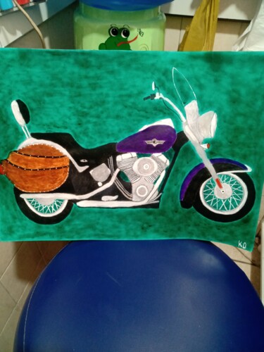 Schilderij getiteld "Harley Davidson" door Kenidy Oliveira, Origineel Kunstwerk, Acryl