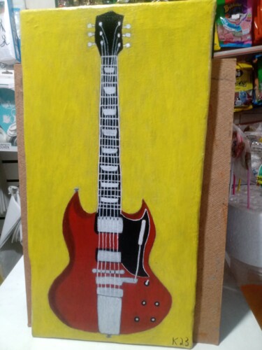 Malarstwo zatytułowany „Guitarra” autorstwa Kenidy Oliveira, Oryginalna praca, Akryl
