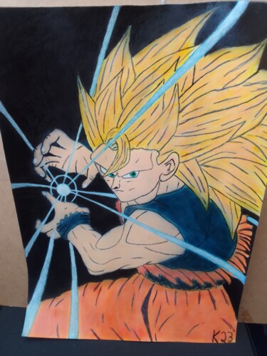 Painting titled "Goku" by Kenidy Oliveira, Original Artwork, Airbrush