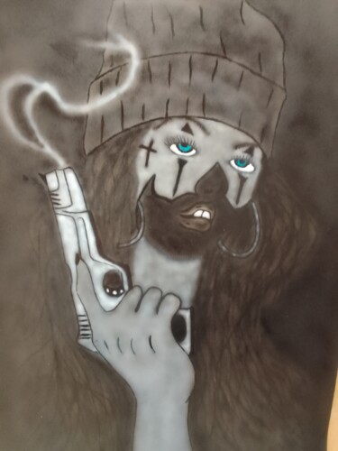 Painting titled "Chicana" by Kenidy Oliveira, Original Artwork, Airbrush