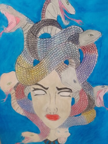 Dessin intitulée "Medusa" par Kenidy Oliveira, Œuvre d'art originale, Acrylique