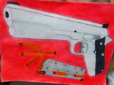 Pintura titulada "Arma de fogo" por Kenidy Oliveira, Obra de arte original, Aerógrafo