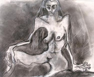 Drawing titled "seated-female-nude-…" by Kenneth Agnello, Original Artwork