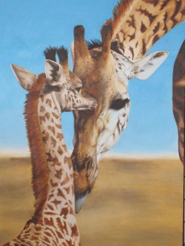 Painting titled "Girafes" by Kennoc-Ha Hamon, Original Artwork