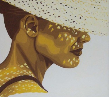 Peinture intitulée "Dame au chapeau" par Kennoc-Ha Hamon, Œuvre d'art originale