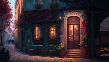 Digital Arts titled "Romantisches Cafe i…" by Kenny Landis, Original Artwork, AI generated image