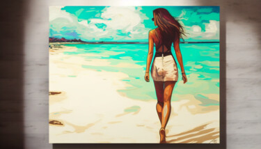 Digital Arts titled "Young Woman is Walk…" by Kenny Landis, Original Artwork, AI generated image