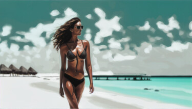 Digital Arts titled "Woman walks at the…" by Kenny Landis, Original Artwork, AI generated image