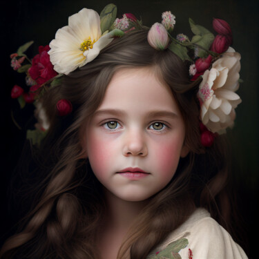 Digital Arts titled "Flower Child #2" by Kenny Landis, Original Artwork, AI generated image