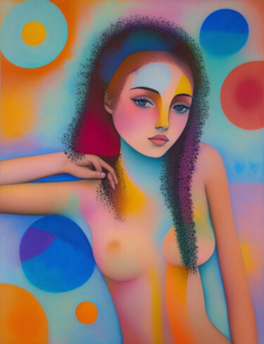 Digital Arts titled "Young Naked Woman w…" by Kenny Landis, Original Artwork, AI generated image