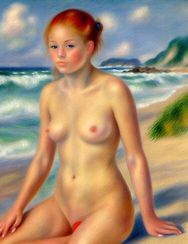 Digital Arts με τίτλο "Young naked Woman" από Kenny Landis, Αυθεντικά έργα τέχνης, Εικόνα που δημιουργήθηκε με AI