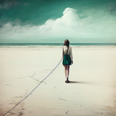 Цифровое искусство под названием "Young Girl alone at…" - Kenny Landis, Подлинное произведение искусства, Изображение, сгене…