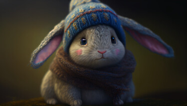 Arts numériques intitulée "Cute Eastern Bunny" par Kenny Landis, Œuvre d'art originale, Image générée par l'IA