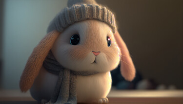 Arts numériques intitulée "Cute little Rabbit" par Kenny Landis, Œuvre d'art originale, Image générée par l'IA