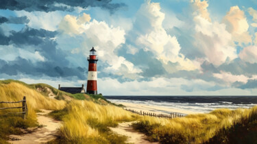 Arts numériques intitulée "Lighthouse at the N…" par Kenny Landis, Œuvre d'art originale, Image générée par l'IA