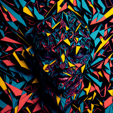 Digital Arts titled "Psychedelic Face #1" by Kenny Landis, Original Artwork, AI generated image