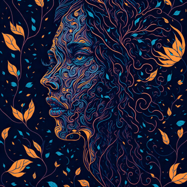 Arte digital titulada "Psychedelic Face #2" por Kenny Landis, Obra de arte original, Imagen generada por IA