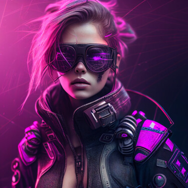 Digital Arts titled "Cyberpunk Lady #1" by Kenny Landis, Original Artwork, AI generated image