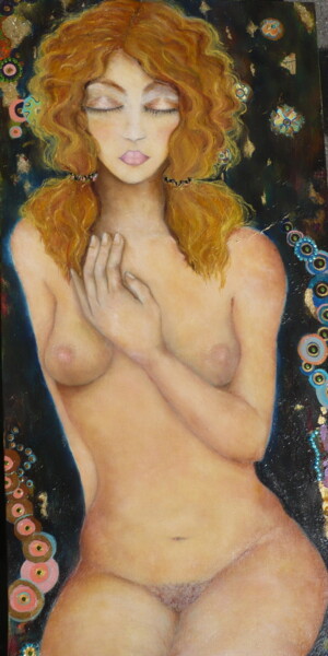 Painting titled "Femme dans le recue…" by Kenra, Original Artwork, Oil