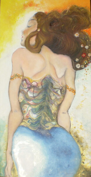 Painting titled "Femme dans la décou…" by Kenra, Original Artwork, Oil