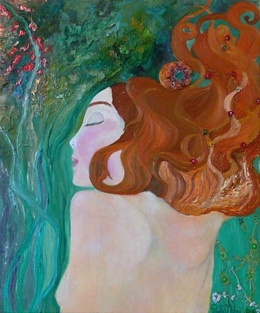 Peinture intitulée "Femme dans le silen…" par Kenra, Œuvre d'art originale, Huile
