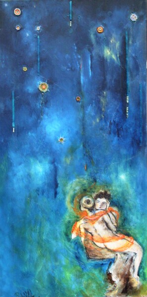Pintura intitulada "Couple Céleste" por Kenra, Obras de arte originais, Óleo