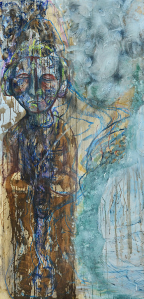 Malerei mit dem Titel "no-bond-bodhisattva" von Kenta Mizno, Original-Kunstwerk, Acryl
