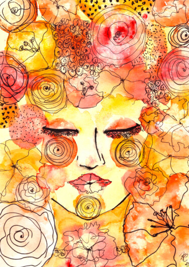 "Flower Power" başlıklı Tablo Kenza Chraibi tarafından, Orijinal sanat, Suluboya