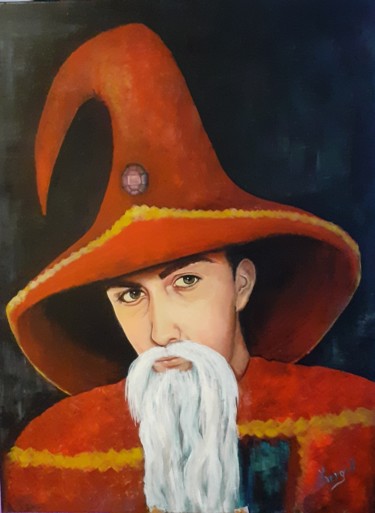 Peinture intitulée "Le mage F." par Carolina Kergall, Œuvre d'art originale, Acrylique