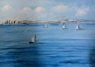 Peinture intitulée "Vue sur la côte" par Carolina Kergall, Œuvre d'art originale