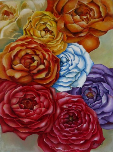 Peinture intitulée "Rosas" par Carolina Kergall, Œuvre d'art originale