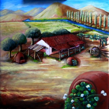 Peinture intitulée "Landscape Chile" par Carolina Kergall, Œuvre d'art originale, Autre