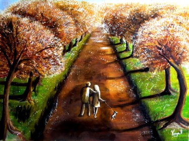 Peinture intitulée "La promenade" par Carolina Kergall, Œuvre d'art originale, Huile