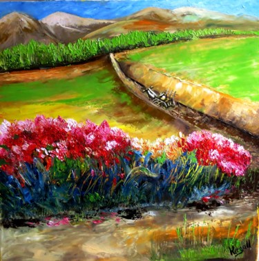Peinture intitulée "Paisaje de campo" par Carolina Kergall, Œuvre d'art originale, Huile